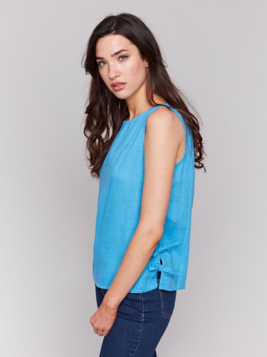 SLEEVELESS TOP WITH SIDE TIES C4592 Lagoon
