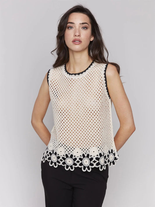 Crochet Tank with Floral Hem