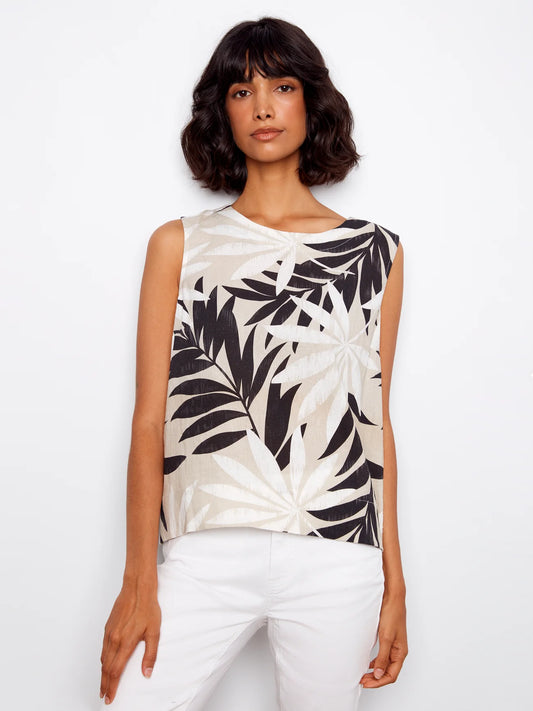 Leaf print sleeveless blouse C4653/229B