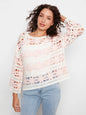 Pink 3/4 Sleeve Crochet Sweater C4674E-777C