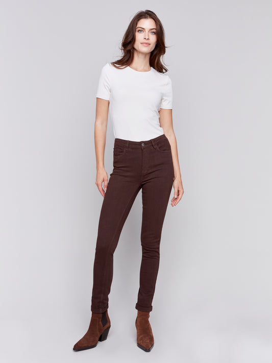 Cuffed Hem Twill Jeans