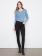 Cuffed Hem Twill Jeans C5309YR-188B- BLACK