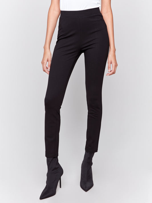 Pull-On Ponte Pants with Slit Detail