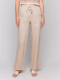 Pull On Linen Wide Leg Pant - Biscuit