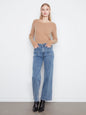 Wide Leg Stretch Denim Pants With Patch Pockets C5790/431A MED BLUE