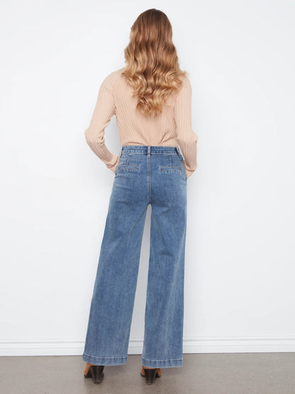 Flare Wide Leg Pants With Attached Belt C5807/431A