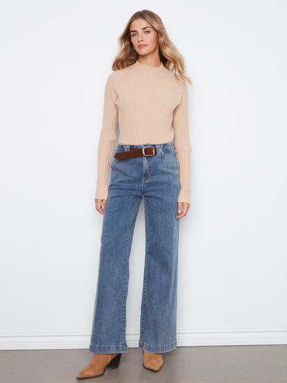 Flare Wide Leg Pants With Attached Belt C5807/431A