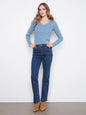 Floral Embroidered Straight Leg Jeans C5808 431A