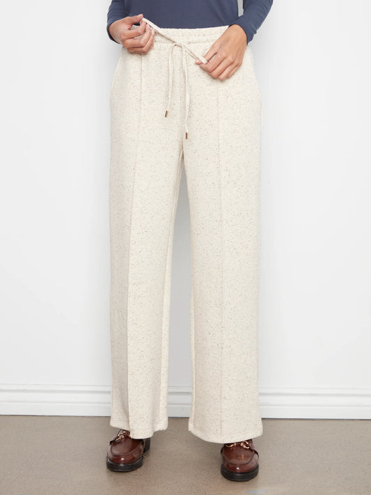 Wide Leg Pin Tuck Pants With Elasticated Waist C5818/757C COOKIE & CREAM