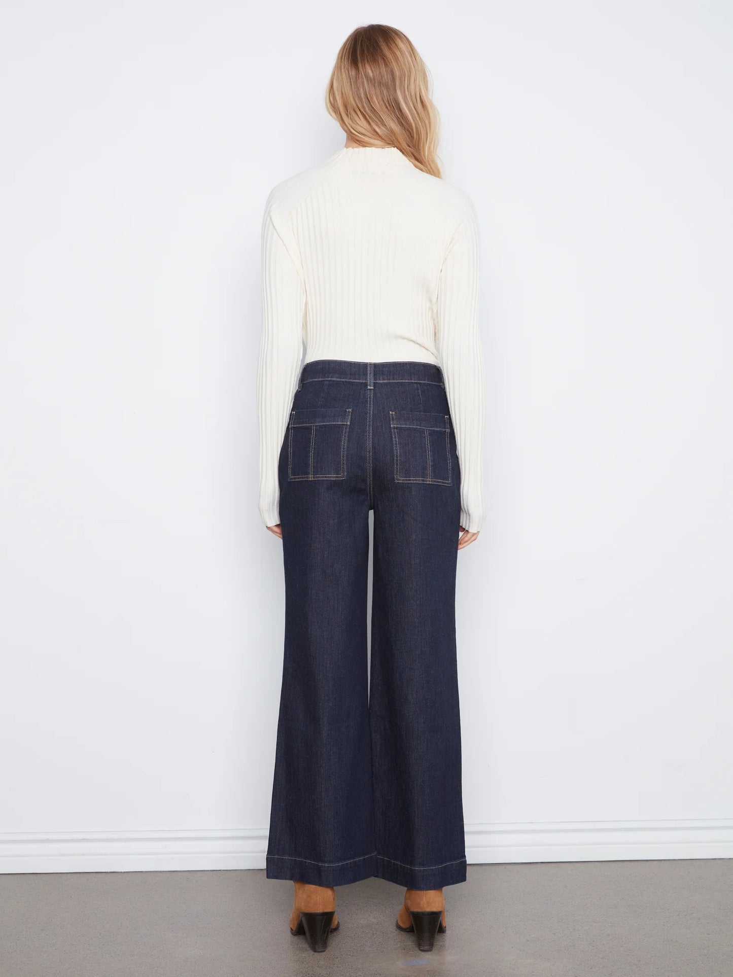 Wide Leg Button Front Pants With Patch Pockets C5835/300C