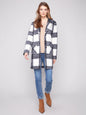 Charlie B Plaid Boucle Jacket C6141Z B/W