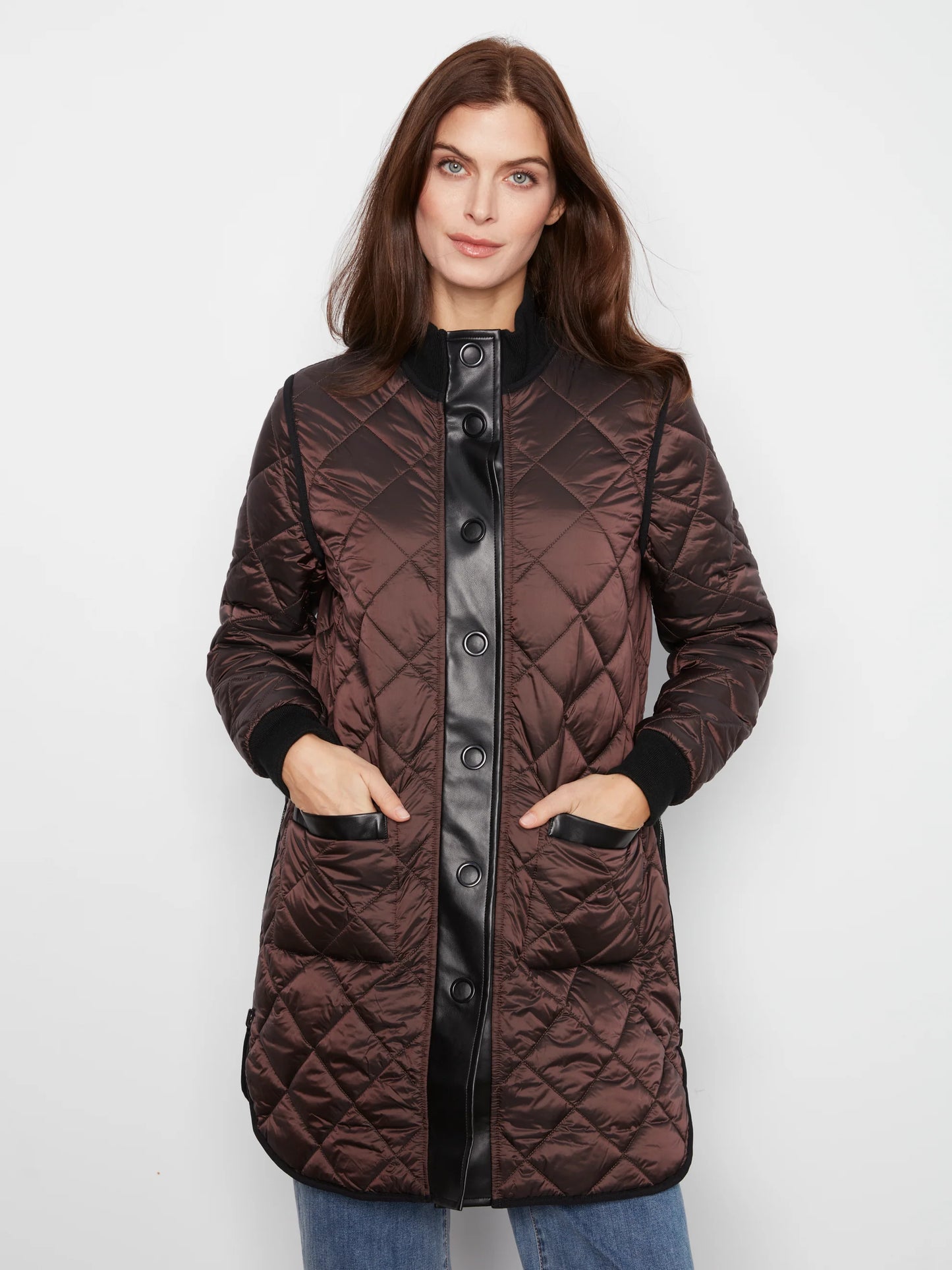 Reversible Solid/Leopard Quilted Puffer C6313RPR-135B