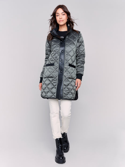 Reversible Long Iridescent Quilted Jacket