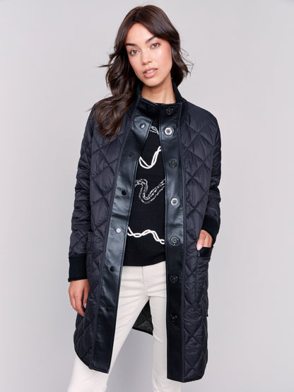 Reversible Long Iridescent Quilted Jacket