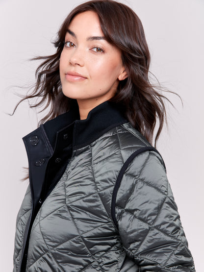 Reversible Long Iridescent Quilted Jacket