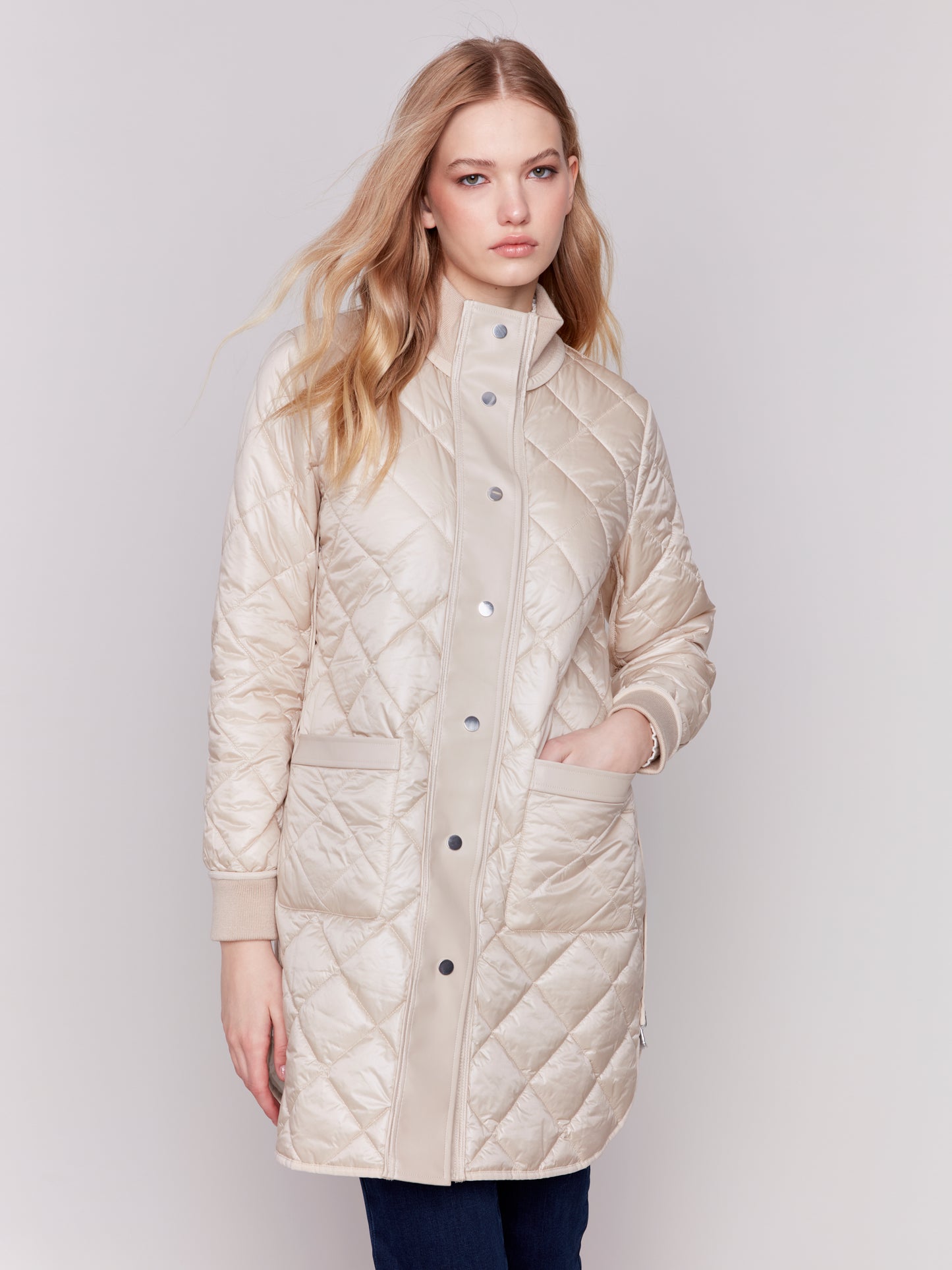 Reversible Long Iridescent Quilted Jacket