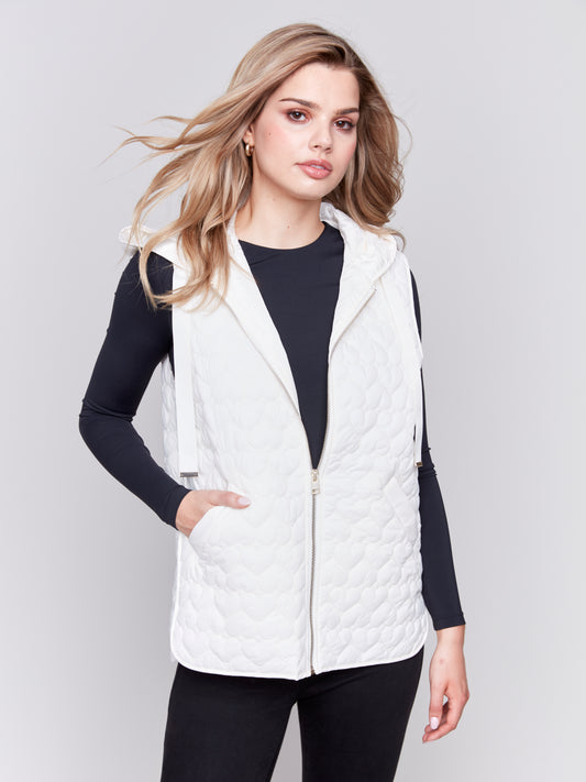 Short Quilted Puffer Vest with Hood