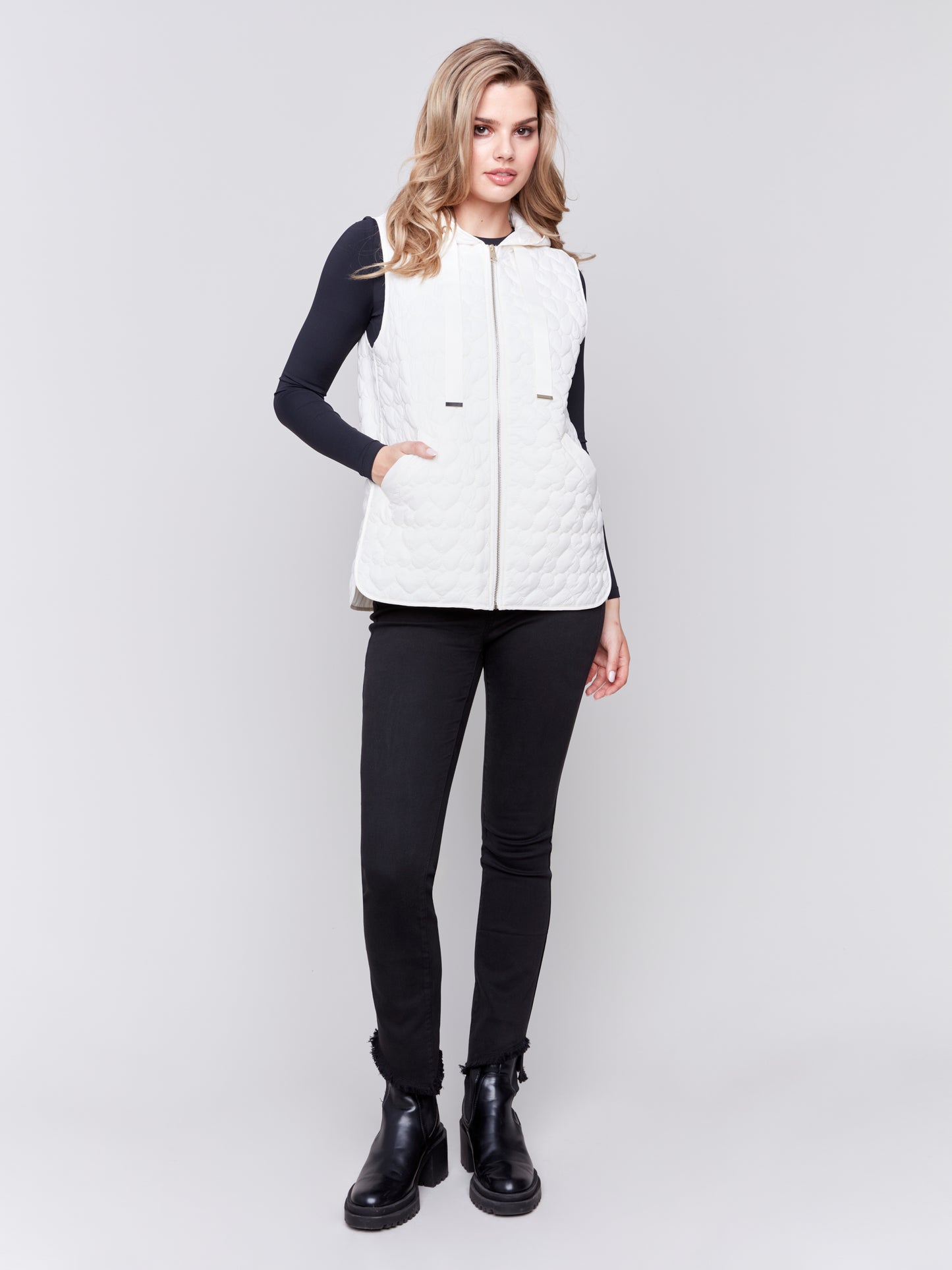 Short Quilted Puffer Vest with Hood