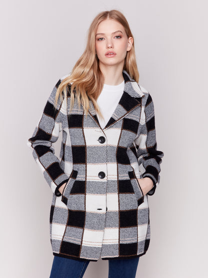 Knit Plaid Coat