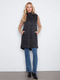 Sleeveless Long Puffer Vest With Removable Hood C6426/135B