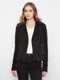 Suede Moto Jacket With Knit Sleeve   C6427K-744C