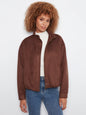 Faux Suede Leather Jacket with Front Pockets C6428-754C-COFFEE