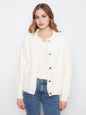 CHARLIE B C6432 SWEATER JACKET-ACRU
