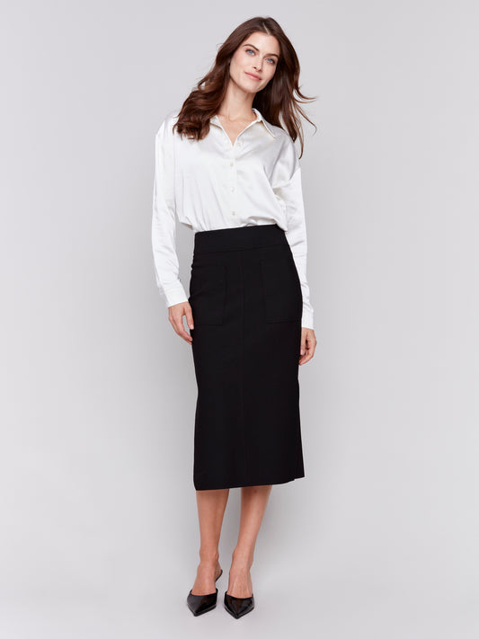 Gutsy Crepe Skirt with Patch Pockets