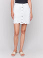 Scalloped Hem Button Skort