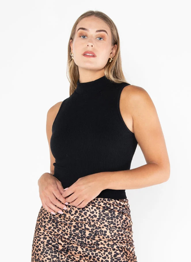 CEBT1017 Bamboo Rib Mock Neck