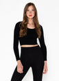 Bamboo L/S Crop Scoop Neck Top