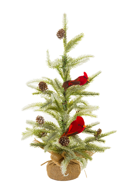 Christmas Tree w/ Cardinal Birds & Pinecones