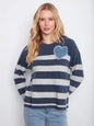 Striped Crew Neck Sweater With Heart Patch C2990/018C