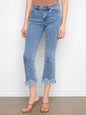 Cropped Jeans With Fringed Hem C5277YR-431A