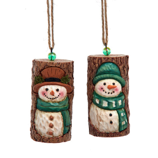 Bark snowman orn