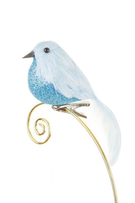 Baby Blue Feather Clip-on Bird