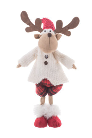 Red/White Polyester Standing Boy Moose