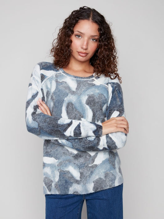 Reversible Printed Raglan Sweater C2268Y