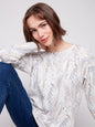 CHARLIE B C2818P PRINTED ROUND HEM SWEATER