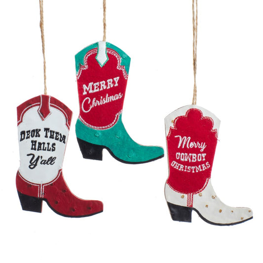 Wooden Cowboy boot orn