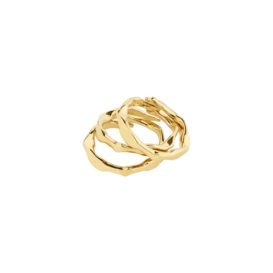 WYATT recycled rings, 3 in a set, gold-plated
