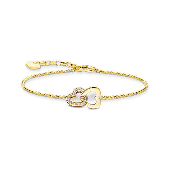 Bracelet with intertwined hearts pendant 19cm Gold Plated