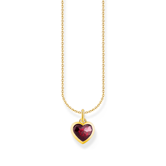 Gold-plated necklace with red heart pendant