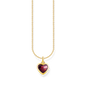 Gold-plated necklace with red heart pendant