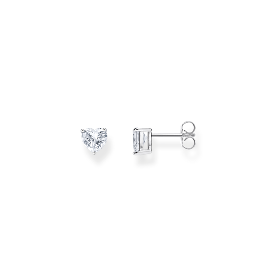 Thomas Sabo Silver ear studs heart-shaped with white zirconia