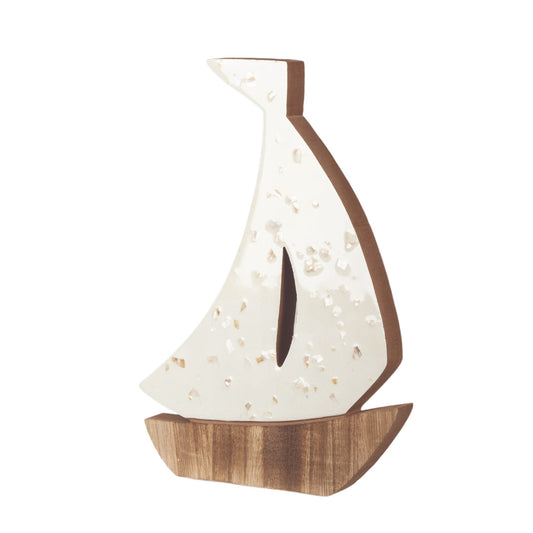 SAILBOAT-WHT WOOD 10.25