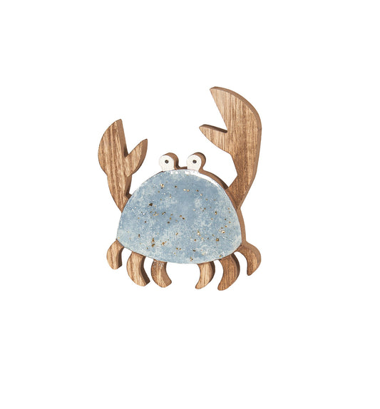 Wood Crab w/ Blue Glossy Finish