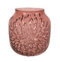 Plum Glass Vase with Embossed Flower Pattern