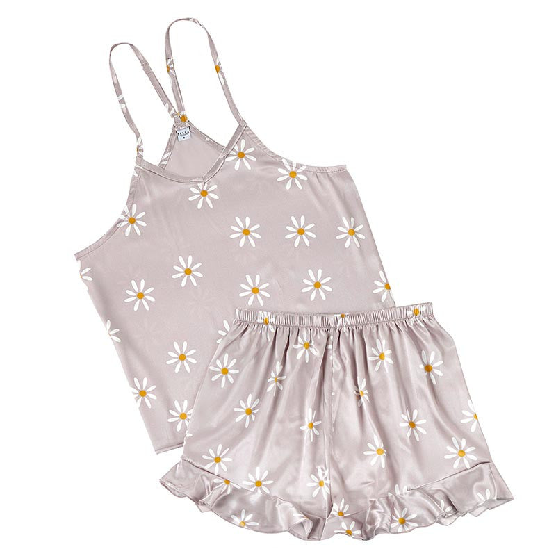 Daisy Ruffled Cami Satin Set