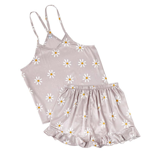 Daisy Ruffled Cami Satin Set